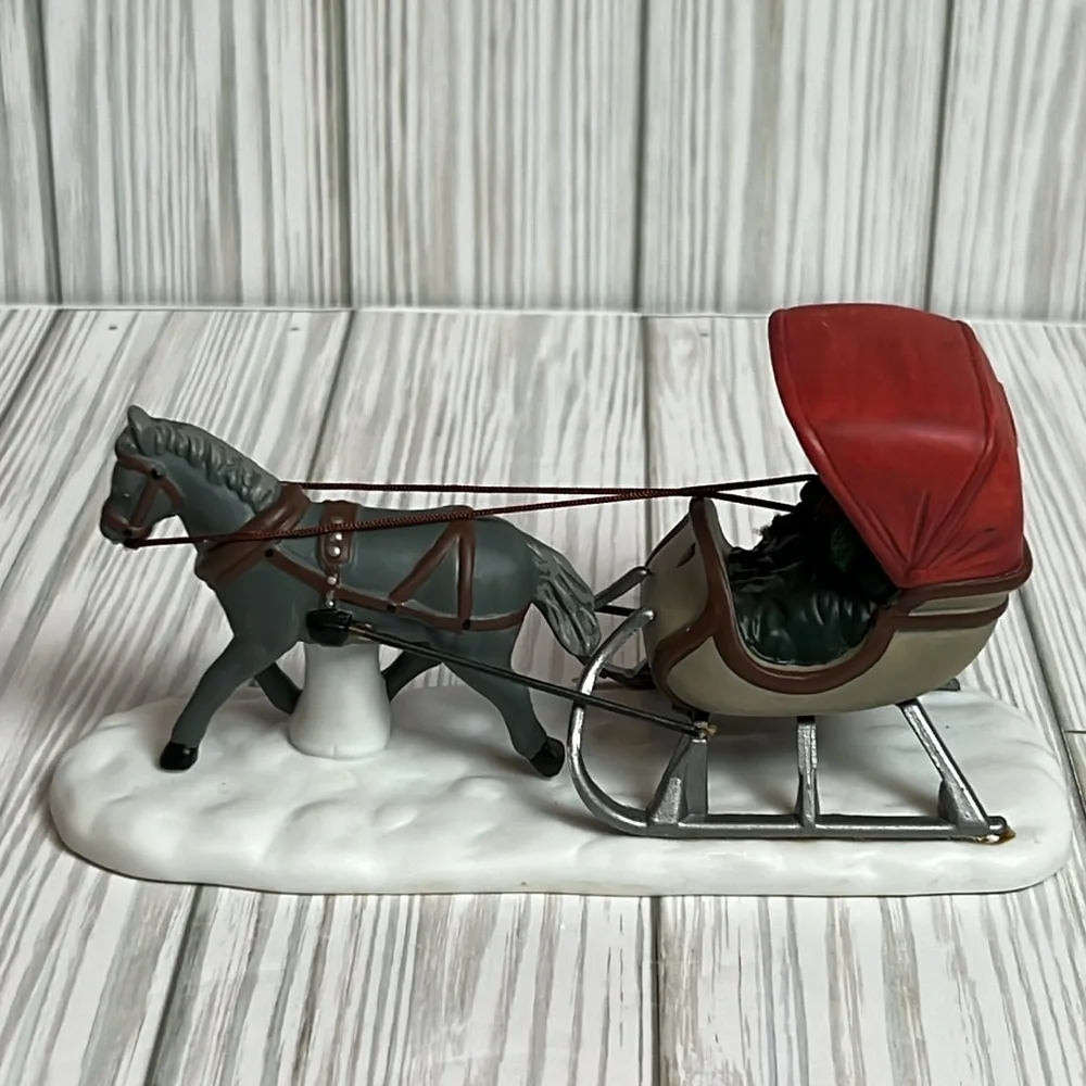 Department 56 One Horse Open Sleigh‎ Heritage Village Accessory Horse Carriage